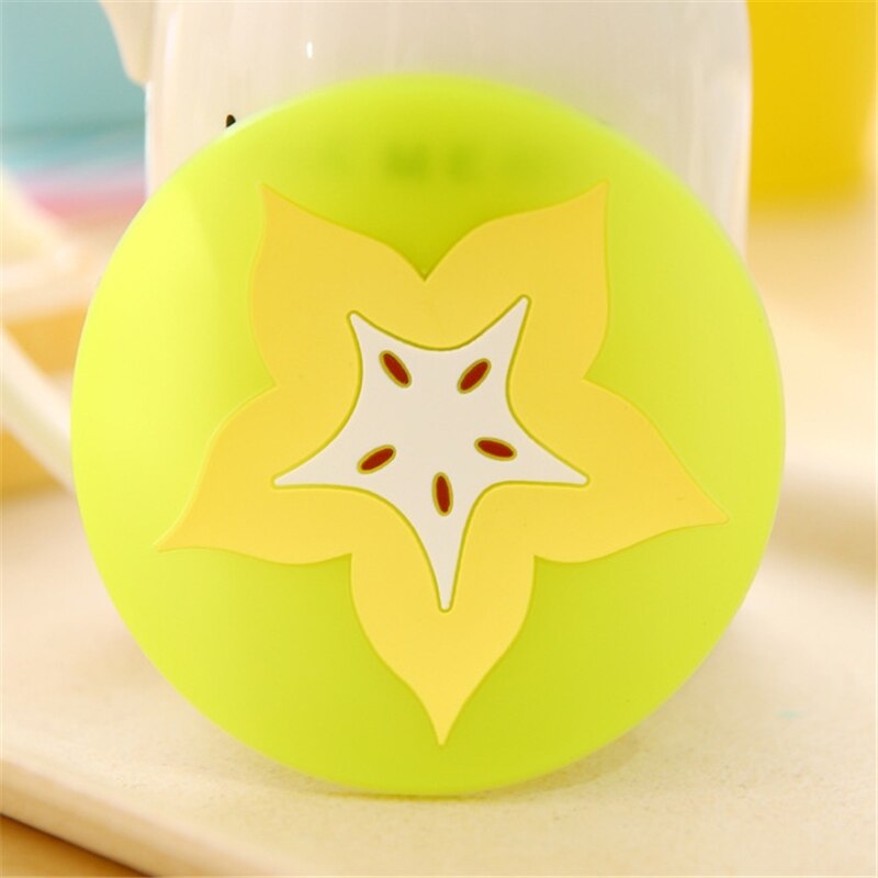 Fruit Shape Coaster Cup Pads Silicone Insulation Mat Drink Holder Watermelon Kiwi Fruit Lime Mango Orange Carambola: Style 7