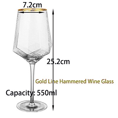 Glas vinglas hem hammad bägare rött vinglas diamant champagne glas vinglas: Guld 550ml