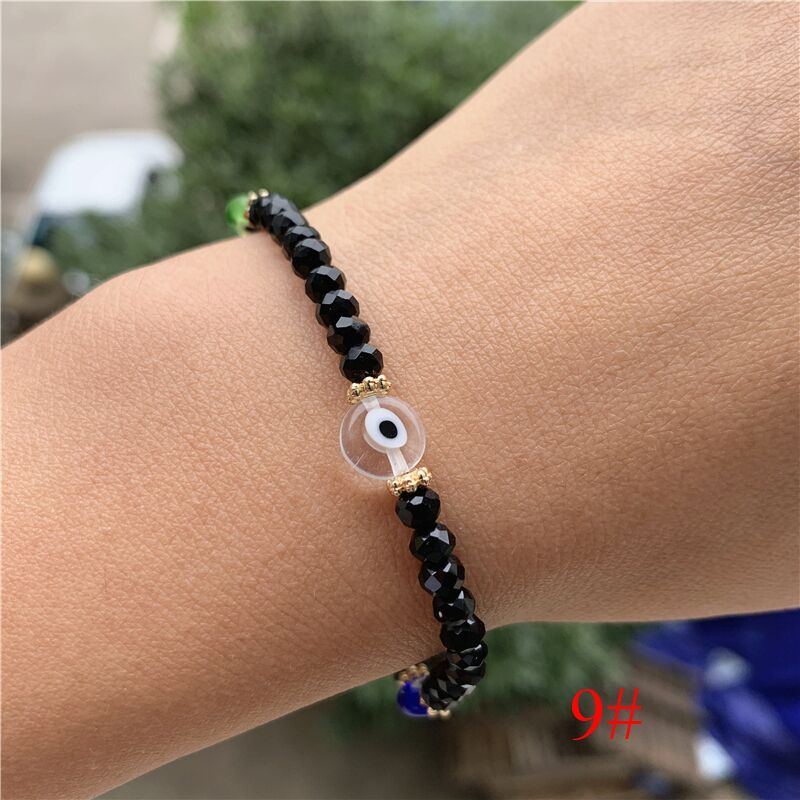 Cristal bleu turc mauvais œil Bracelets pour femmes à la main perles de verre chaînes bijoux chanceux accessoires Couple Bracelet: F9