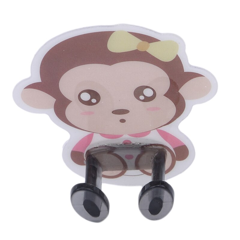 Cute Cartoon Animal Socket Power Cord Plug Storage Rack Wall Mounted Adhesive Hook Multifunction Home Products Shelf Holder: monkey