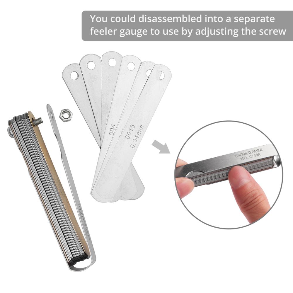 Neoteck Stainless Steel Feeler gauge Vernier Caliper 0-6" Micrometer Measuring Tool 32 Blade Steel Feeler Gauge Measuring Tools