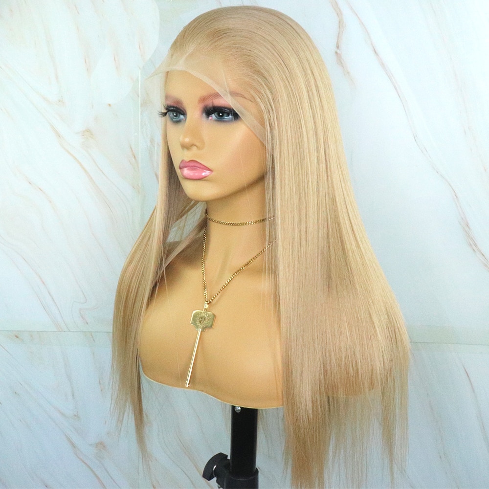Beautiful Diary-Peluca de cabello sintético para mujeres negras, pelo largo y liso con parte en T, color rubio miel, peluca Frontal de encaje