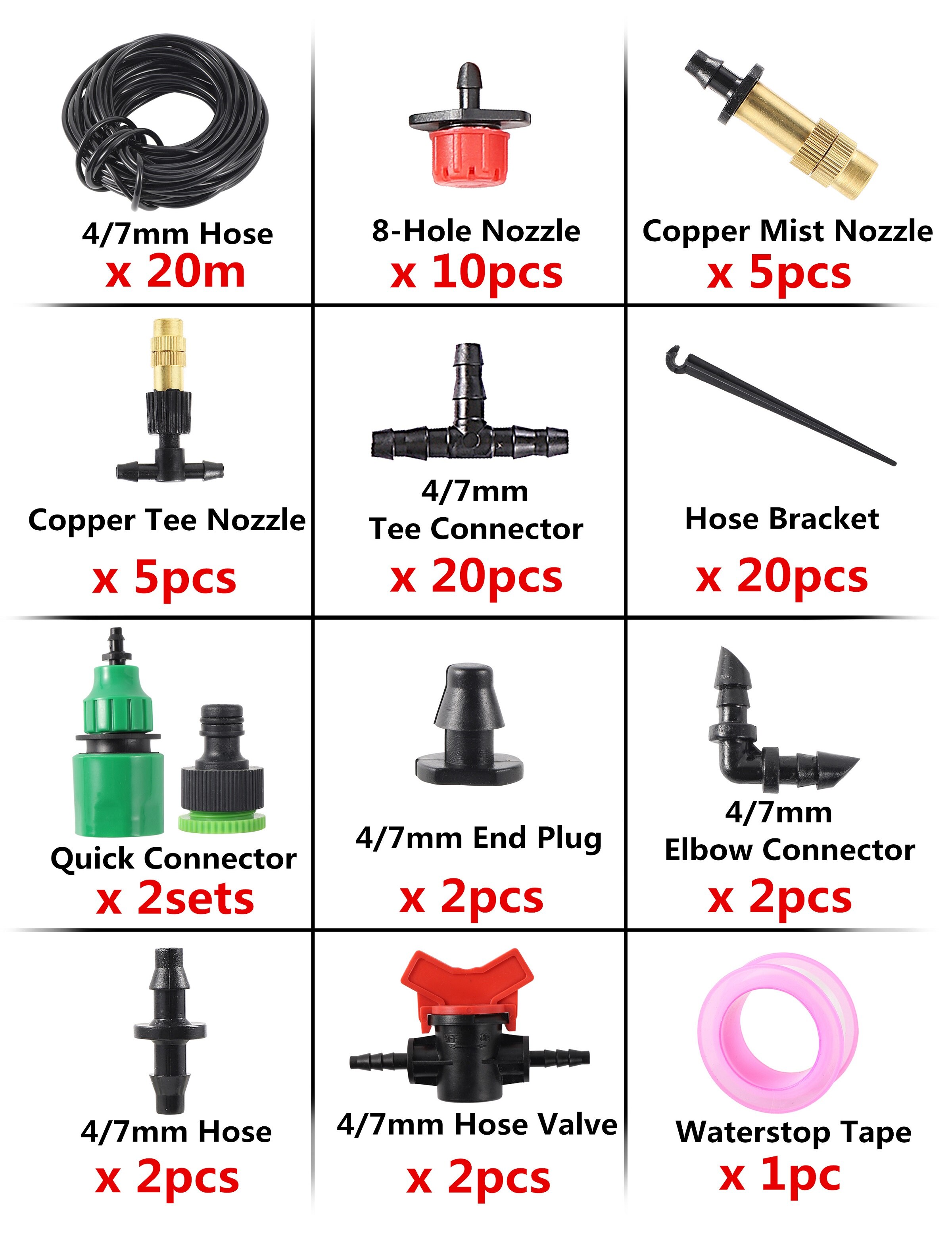 5/10/15/20/25m Garten Bewässerung Bewässerung System Bewässerung Kit mit 4/7mm PVC Schlauch Automatische Bewässerung Beschlagen Sprinkler Tropf: 20m kit