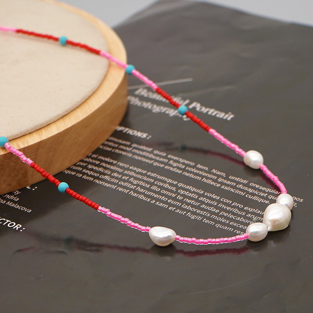 Go2Boho Freshwater Pearl Necklace For Women Jewelry Seeds Beads Necklaces Pearls Choker Vsco Girl Boho Collares