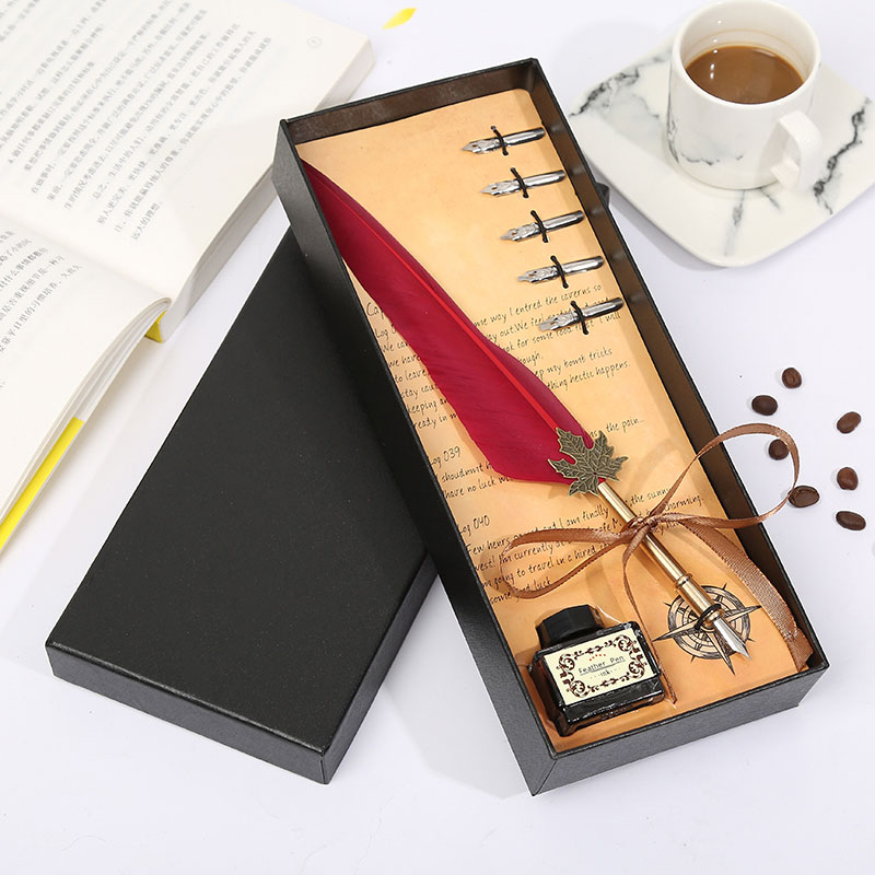 Retro Vintage Kalligrafie Veer Pen Schrijven Pen Briefpapier Geschenkdoos Bruiloft Student Briefpapier Set