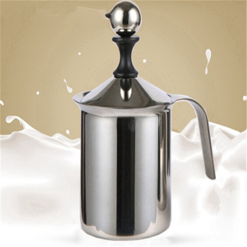 400Ml Rvs Melkopschuimer Double Mesh Melk Creamer Schuim Koffie Melk Waskolf
