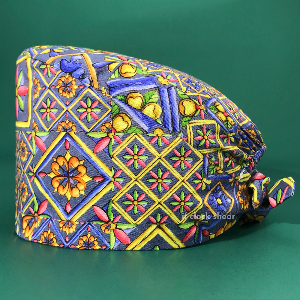 Ziekenhuis Scrubs Vrouwen Hoeden Pet Grooming Chirurgische Hoeden Tand Schoonheid Verpleging Hoed Multicolor Caps Met Zweet-Absorberende: 22186