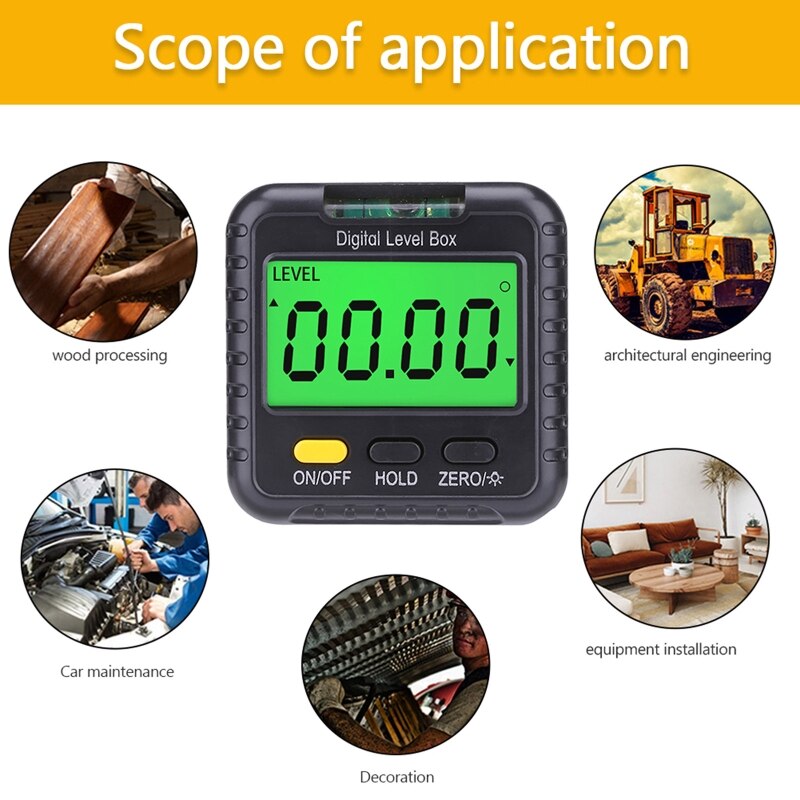 Digital Magnetic Level Bevel Gauge Inclinometer Woodworking with Table or Miter Saw Angle Finder Precise Measurement LCD