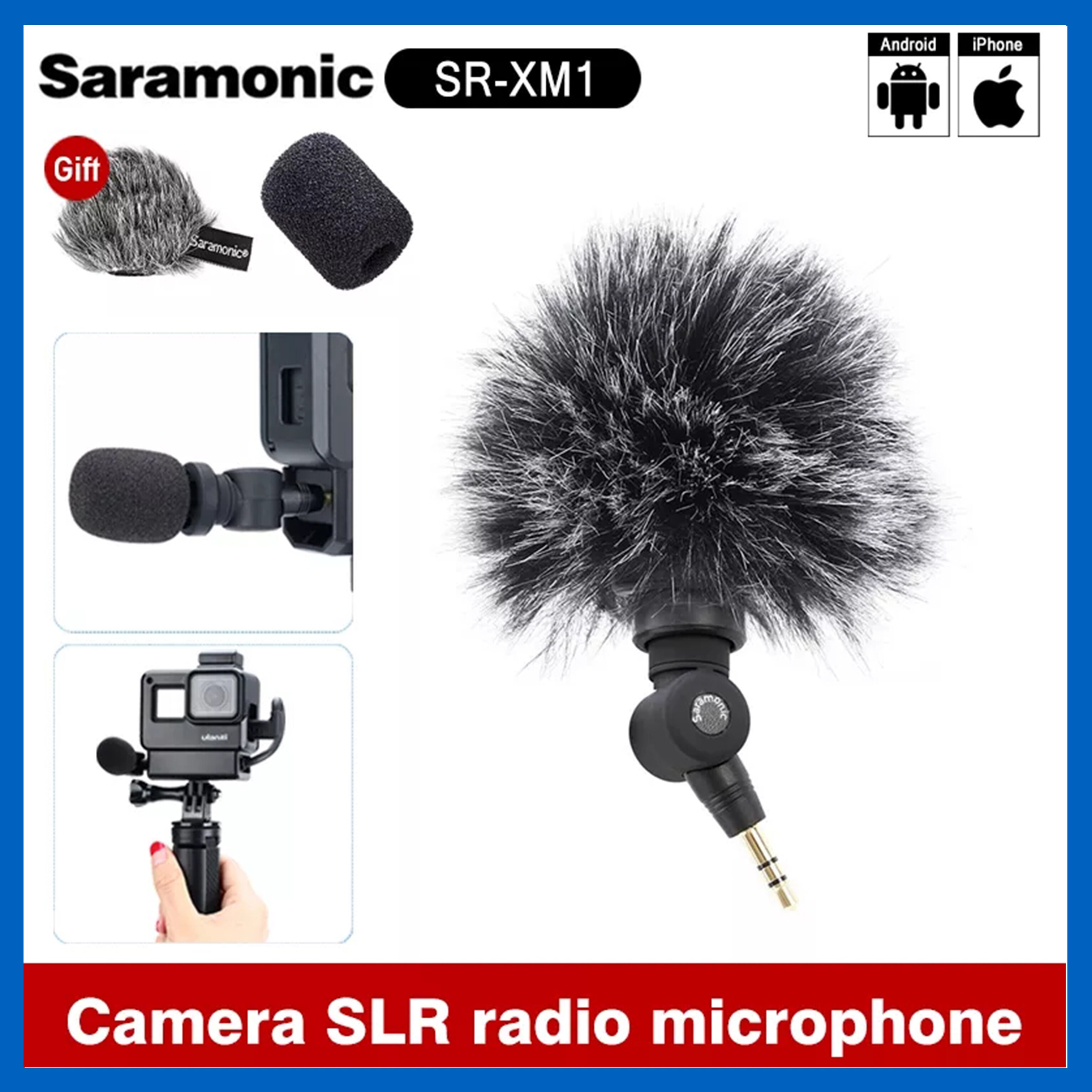 Saramonic SR-XM1 3.5mm Wireless Microphone GoPro Vlog Video Mic for Gopro 8 Max 7 6 TRS Plug Action Camera DSLR Sony RX100 VII