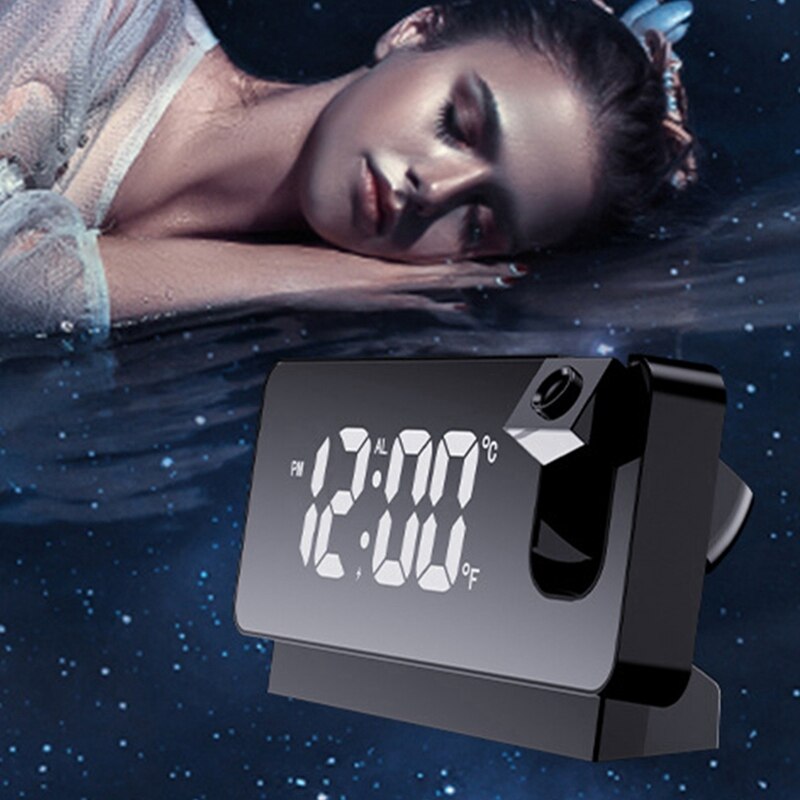 Projectie Wekker Digitale Datum Snooze Functie Achtergrondverlichting Projector Bureau Tafel Led Klok Met Tijd Projectie