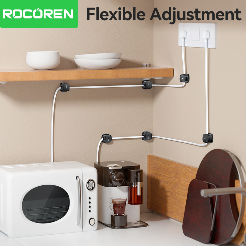 Rocoren 6Pcs Magnetic Cable Organizer Smooth Adjustable Cable Holder Under Desk Stable Cable Management Wire Keeper Cable Clips