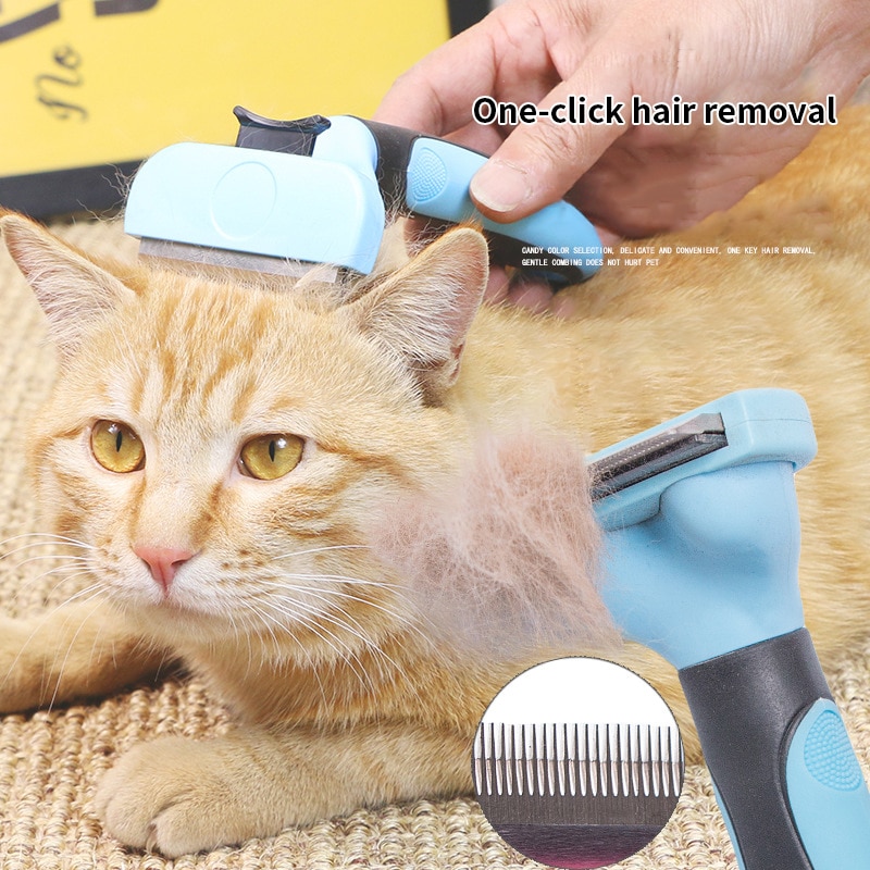 Hund kam kæledyr hårfjerner børste behagelig holdbar efterbehandling trim børste kaste hår kamme til hunde katte kæledyr plejeværktøj