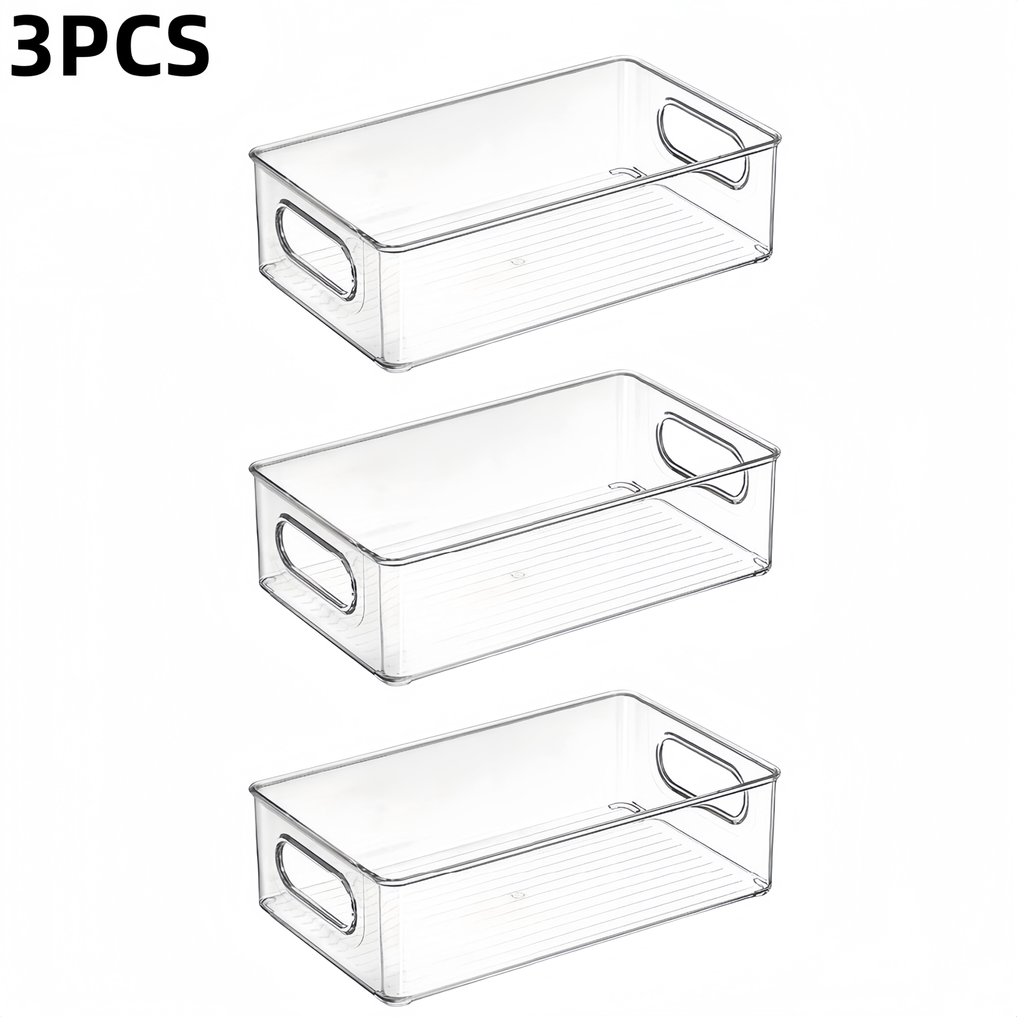 6 stk. køleskabsorganiseringskasser, multifunktionel stabelbar køleskabsopbevaringsboks til mad, med håndtag, til opbevaring af mad og drikkevarer i køkkenet: Lyserød
