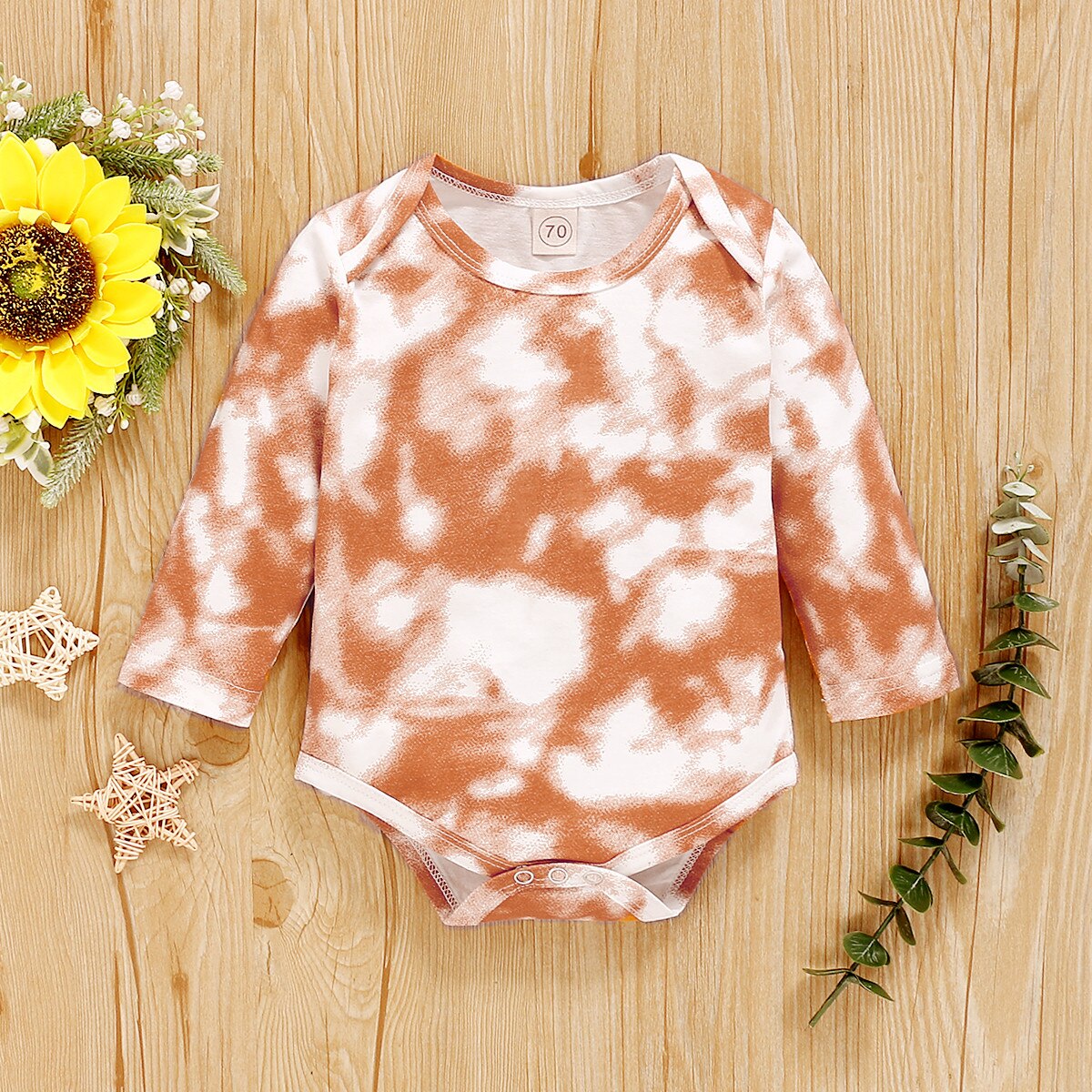 0-18M Herbst Baby Mädchen Jungen Strampler Kleinkind Neugeborene Baby Mädchen Jungen Langarm Krawatte Färben drucken Strampler Overall Baumwolle Kleidung