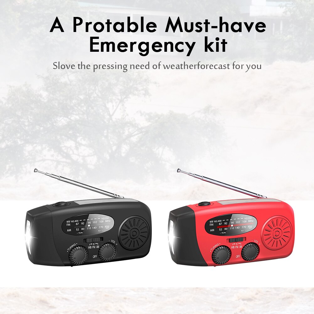 High Sensitivity Clear Volume Radio Multifunctional Radio Hand Crank Solar USB Charging FM AM WB NOAA Weather Radio