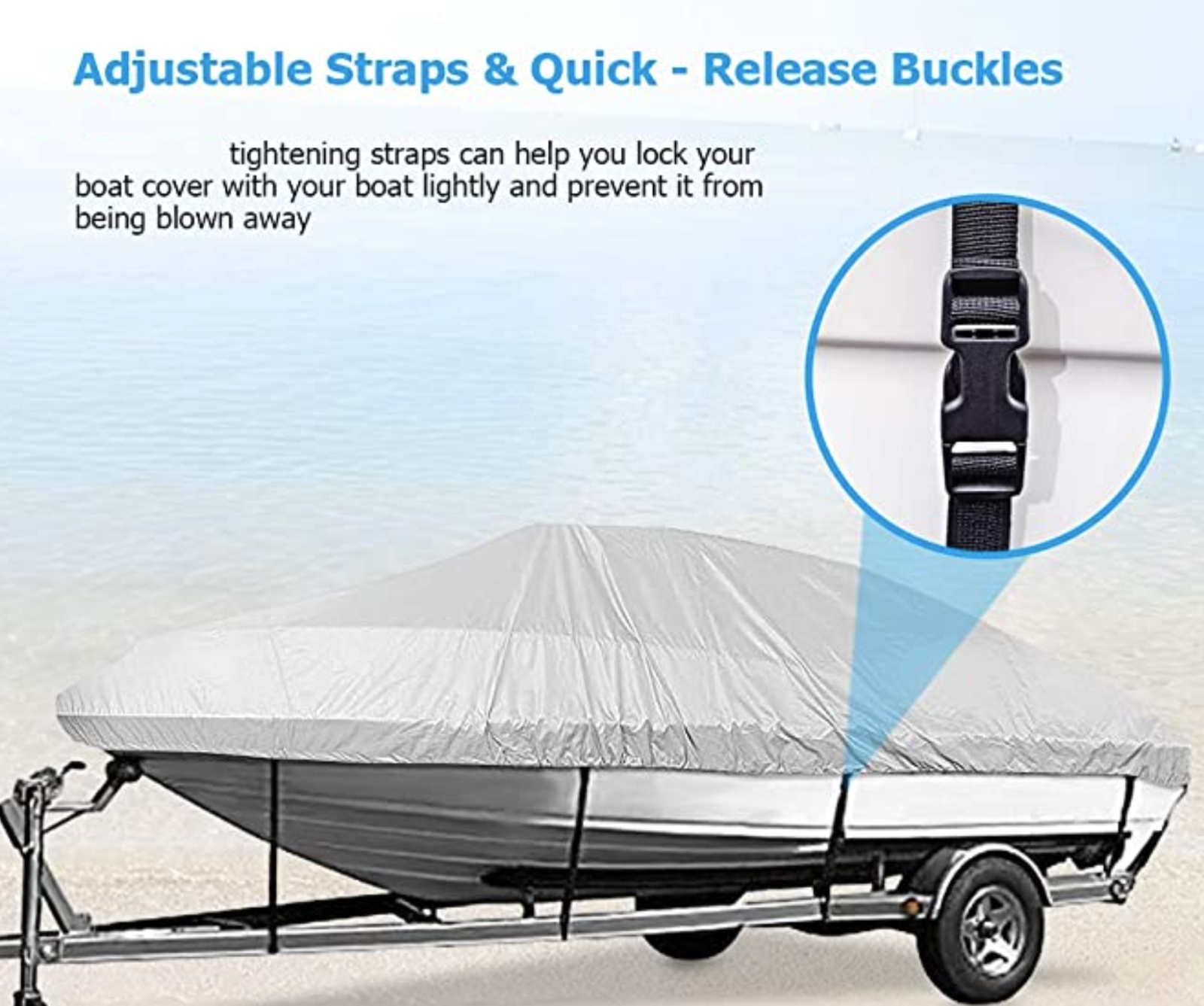 5 Größen Silber wasserdicht UV-beständig Marine Grade 210d Anhänger Boot Abdeckung für V-Rumpf Bass