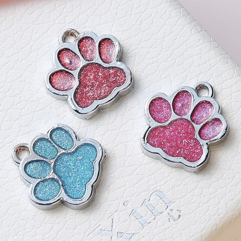 3 st hundbrickor graverad katt valp husdjurs-id namn krage tag hänge ben & tass glitter husdjur tillbehör slumpmässig färg