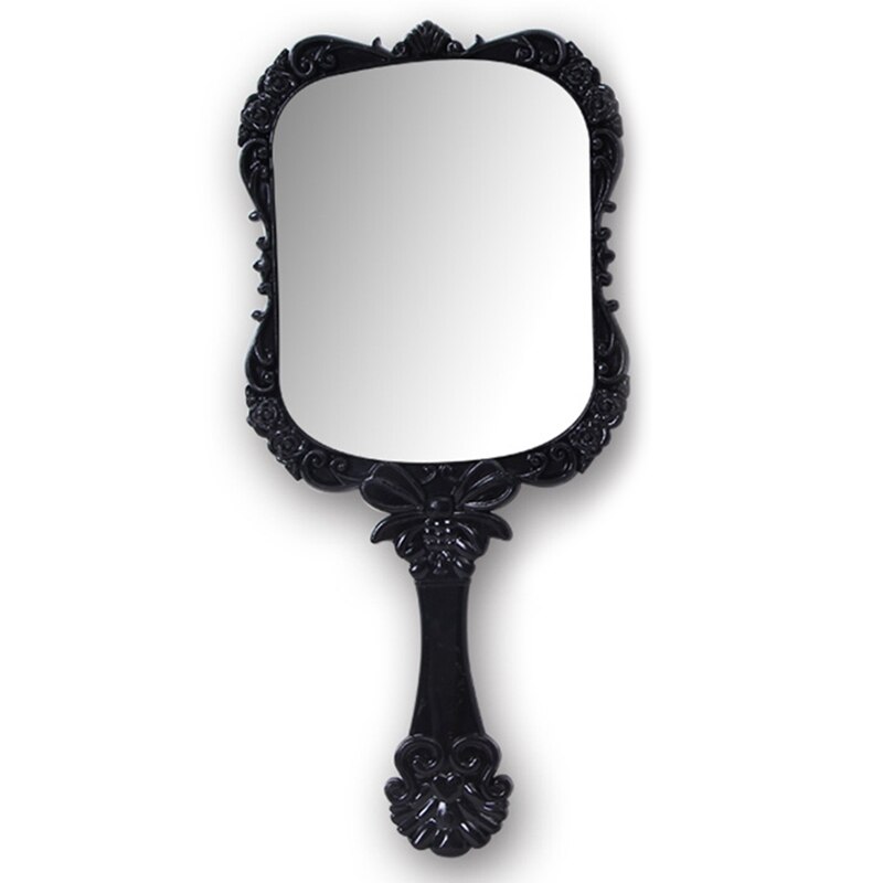 1 stk søde 2 farver sort hvid makeup spejl plast vintage håndholdt bærbare kosmetik spejle retro mønster skønhed spejl: Bk-l