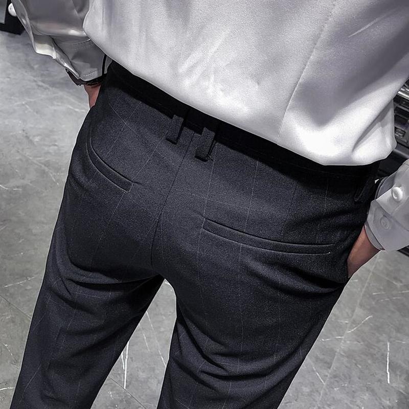 Kontorsbyxor herrklänning kostymbyxor slim fit business casual man formell galler brittisk stil vilda byxor gentleman