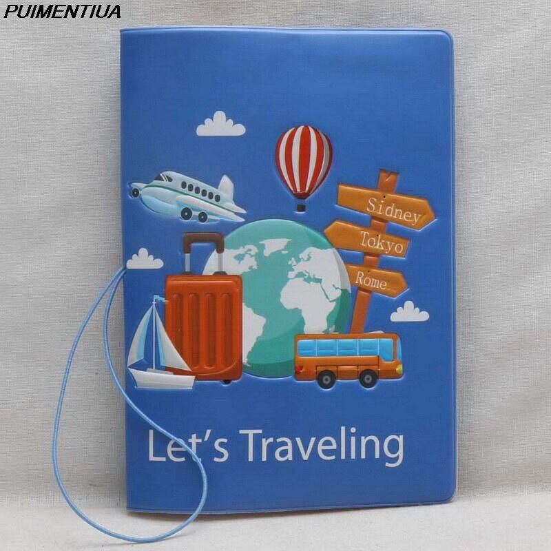 PUIMENTIUA Have A Trip Passport Holders Unisex Travel Passport Cover Bag Pvc Leather 3D Cover On The Passport Travel: 3