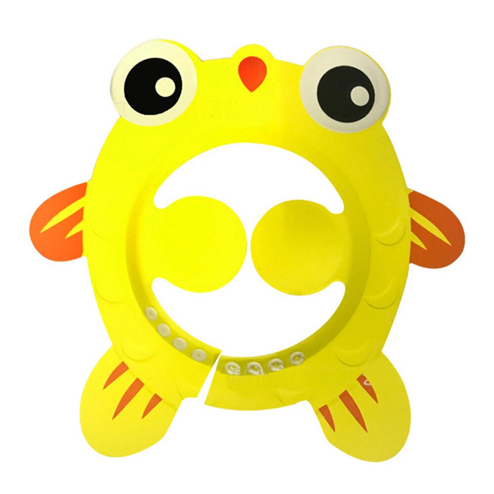 Baby Adjustable Cartoon Shower Cap Hair Wash For Bath Waterproof Protective Shield Hat: Yellow