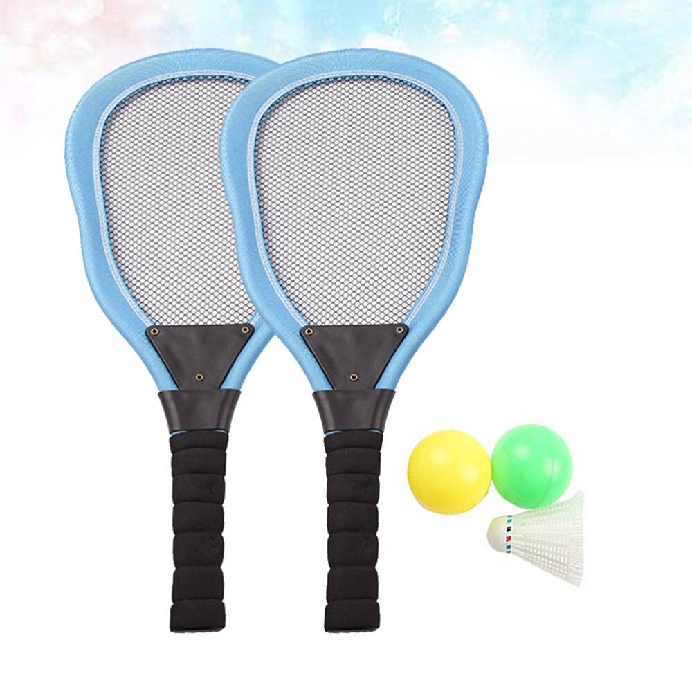 5 stk sportslegetøj børnetøj kunst tennisketcher badminton strandketcher børn udendørs forsyninger (rød 2 stk ketcher  + 1pc badminton