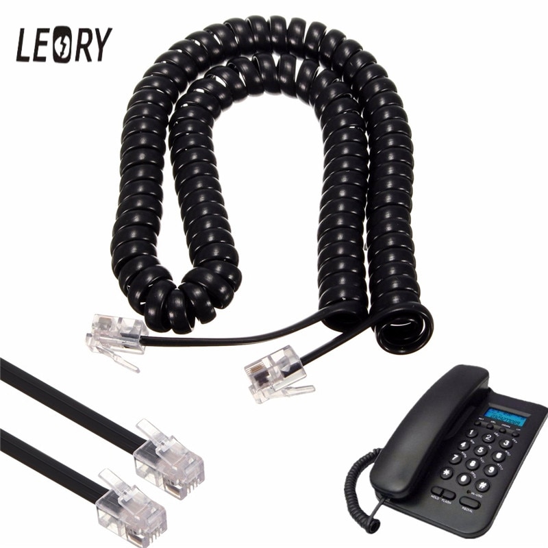 3 Meter Universal RJ10 to RJ10 (4P4C) Standard Coiled Telephones Handsets Cable Curly Lead Cords Wire Connector Adapter Durable