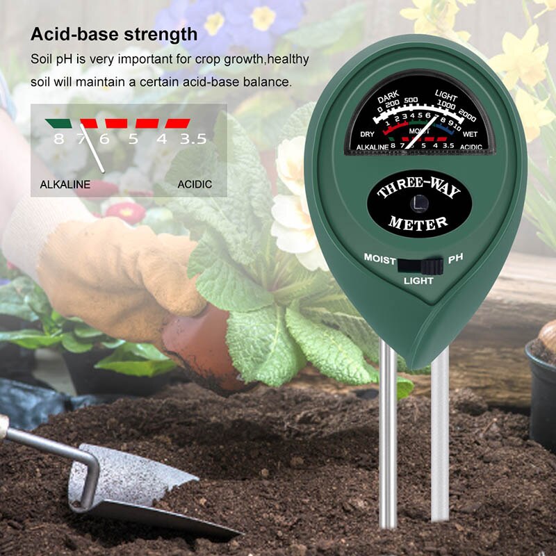 3 in 1 multifunctionele hygrometer bodemmeter vocht lichtmeter ph detector analyser wijzer voor tuin planten bloem bodem