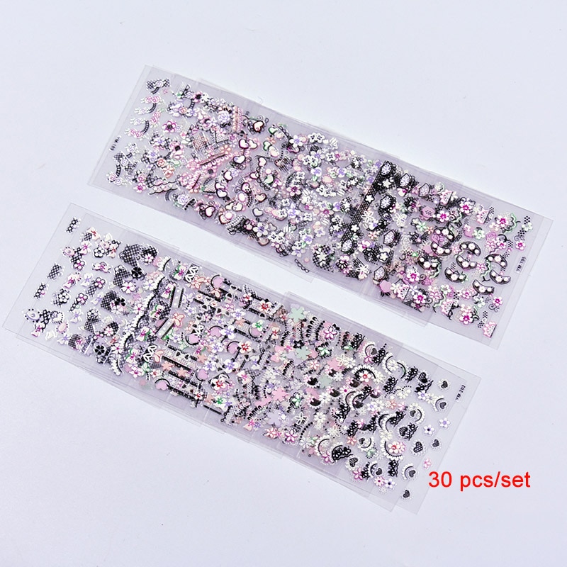 Multicolor Gemengde Nail Franse Sticker 3D Nail Sticker DIY Tips Beauty Franse Manicure Stickers Voor Nagels Decal 30 Vel