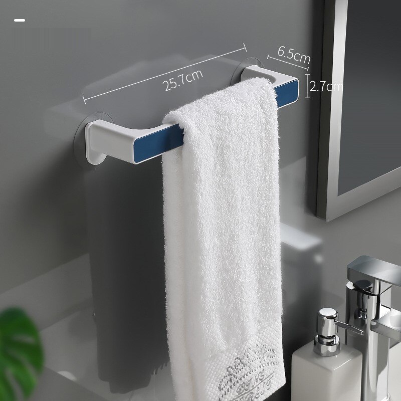 Handdoek Houder Zelfklevende Rack Wall Mounted Handdoeken Hanger Voor Bad Handdoek Bar Plank Rolhouder Opknoping Haak Badkamer organizer: Blue  Short Holder