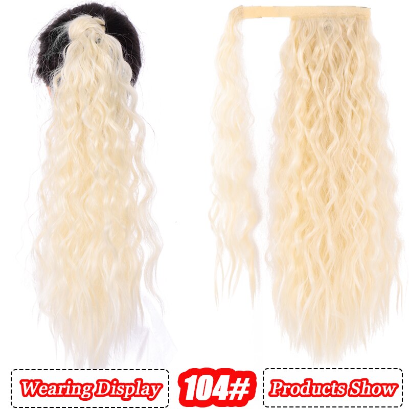 AILIADE Women Long Corn wavy Wrap Around Magic Paste Ponytail Hair Extension Resistant High Temperature Hairpieces Synthetic: NC/4HL