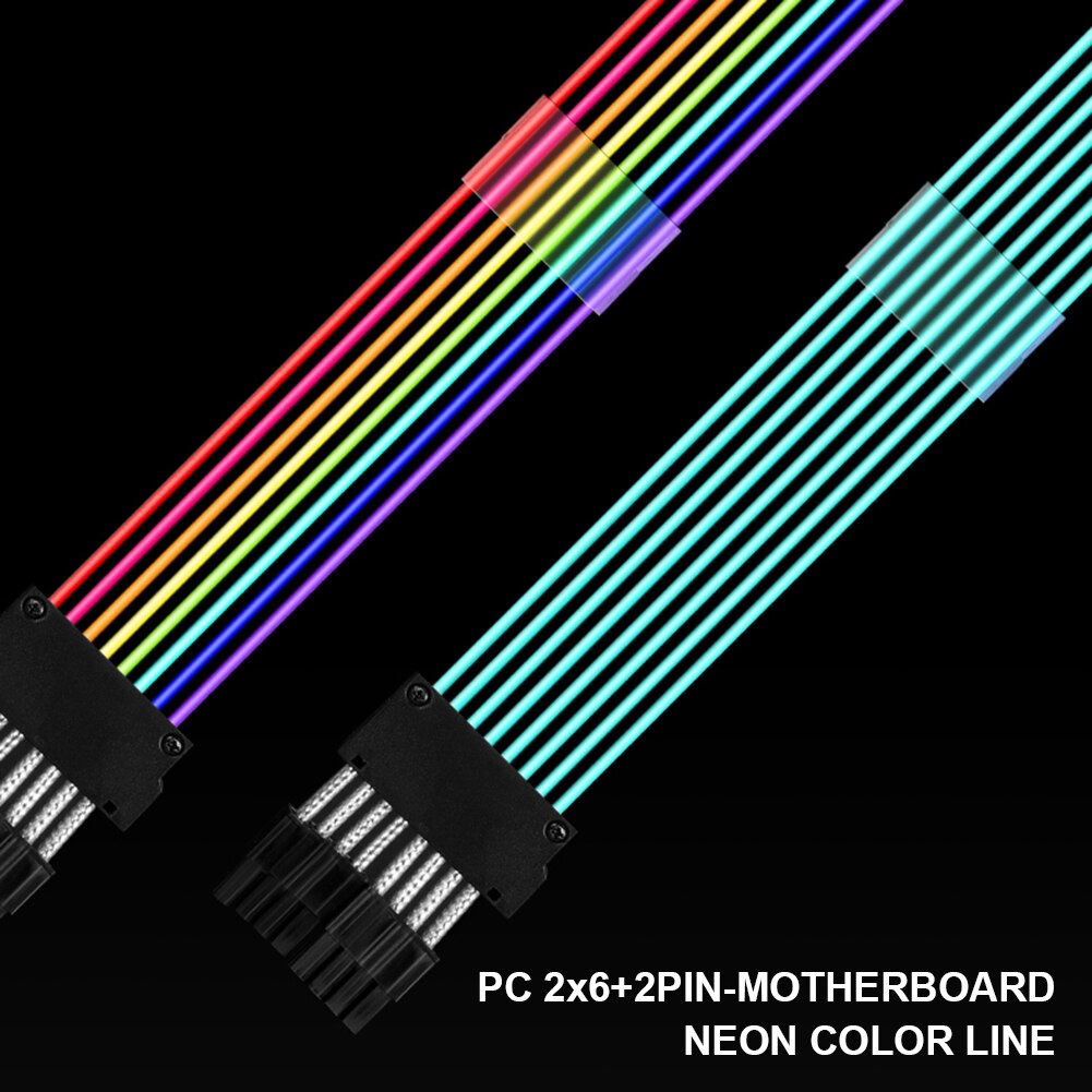 PSU Power Extension Cable RGB ATX 24Pin GPU 8Pin Triple Streamer PCI-E 6+2Pin Dual Rainbow Cord 5V Sync PC Case Decoration