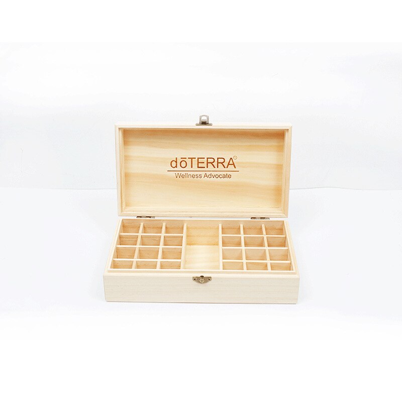 DoTERRA-caja de madera del almacenaje de aceite esencial, 25 compartimentos de almacenamiento, 15ML, 24 + 1 compartimiento, caja con pantalla de aceite esencial: Type A With Logo