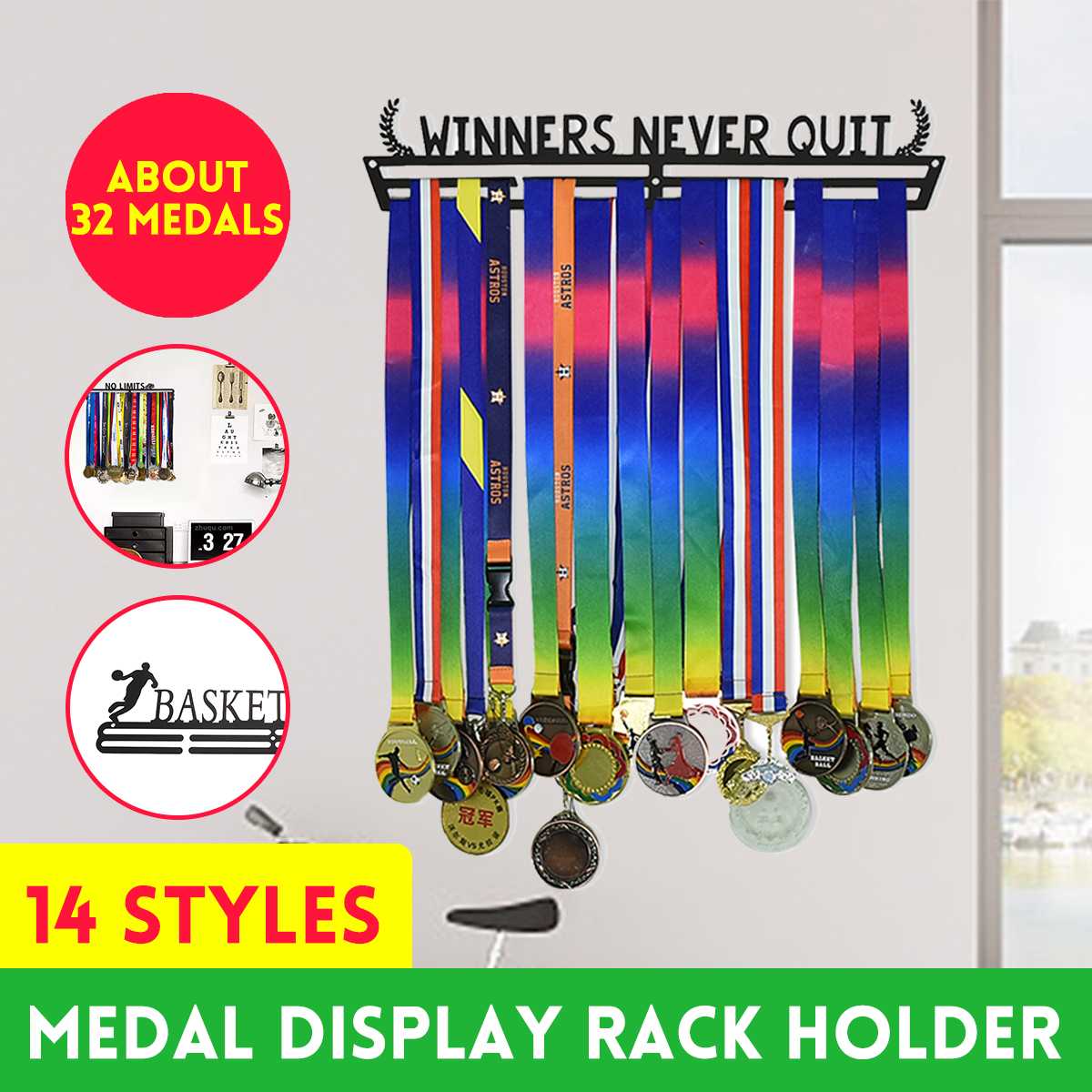 Metal Steel Medal Holder Medal Hanger Display Rack Ideal for Running Sports Stainless Steel Medal Holder Sport 406mm*158mm