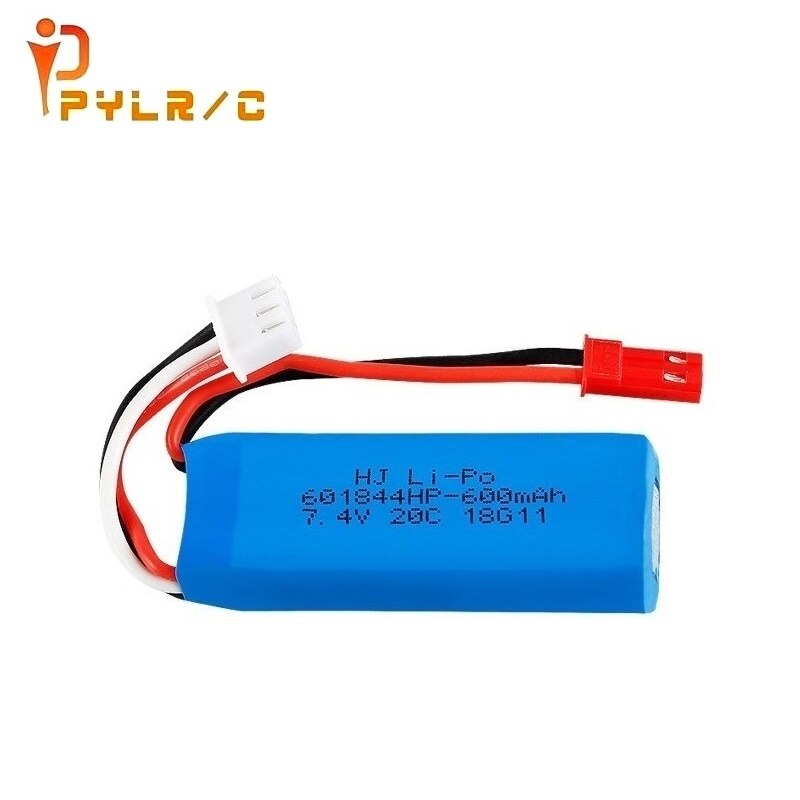 Upgrade 7.4V 600mAh 601844 Lipo Battery with USB charger for WLtoys K969 K979 K989 K999 P929 P939 RC Car Parts 2s 7.4v Battery: 1B