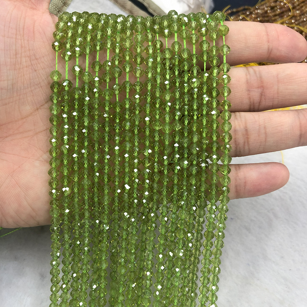 Natürliche A+++ Peridot facettierte runde Perlen 4 mm, für Schmuckherstellung DIY Armbänder Halskette Strang 39 cm