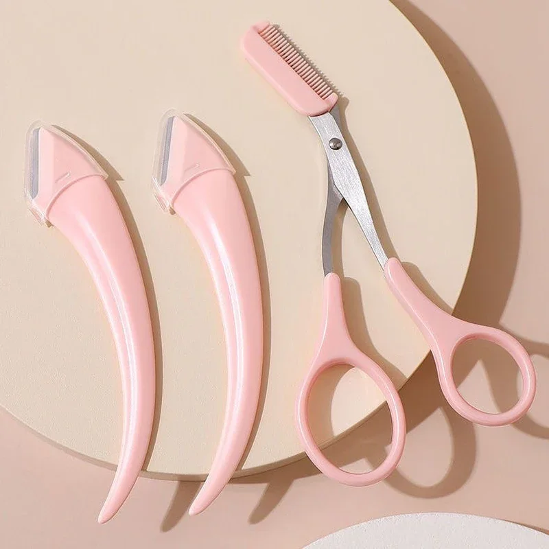 1/2/3Stck Für Frauen Augenbraue Schere Mit Kamm Stirn Trimmer Schaber Augenbraue Trimmen Messer Augenbraue Gesicht rasiermesser