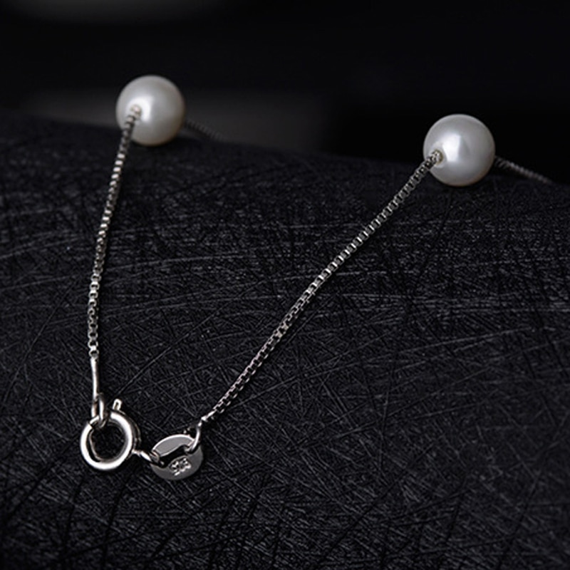 Colar de prata esterlina feminino 925, corrente de pérola e pingente, joia para mulheres, estilo simples feita à mão, presente de casamento faça você mesmo
