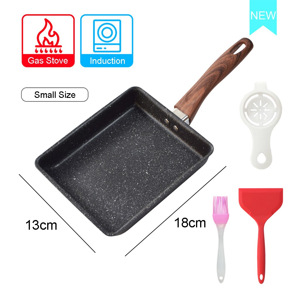 Poêle à Œufs Rectangulaire et Antiadhésive pour Omelette Japonaise, avec Poignée Anti-brûlure, pour Tamagoyaki, Compatible avec la Cuisinière et la Plaque de Cuisson à Induction: Small Suit