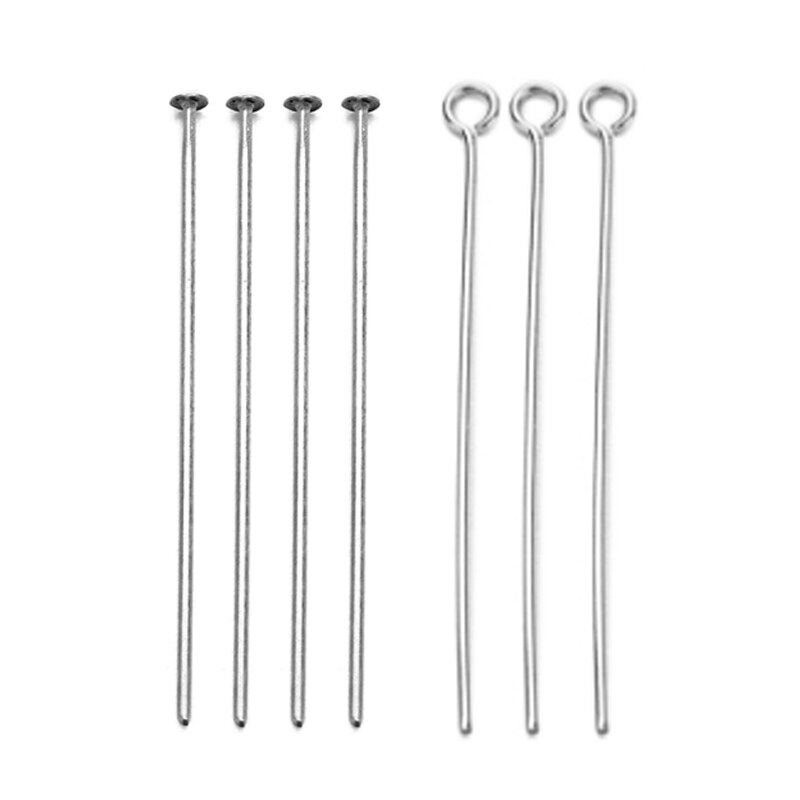 100Pcs/Lot 15mm-60mm Metal Flat Head Pins Needles Silver DIY Jewelry Making Accessory Findings Chain Hanging Pins