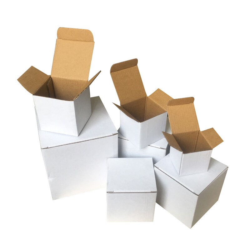 10pcs 3-layer Carton Cosmetic Packaging Box White Paper Square Simple Folding Corrugated Packing Box