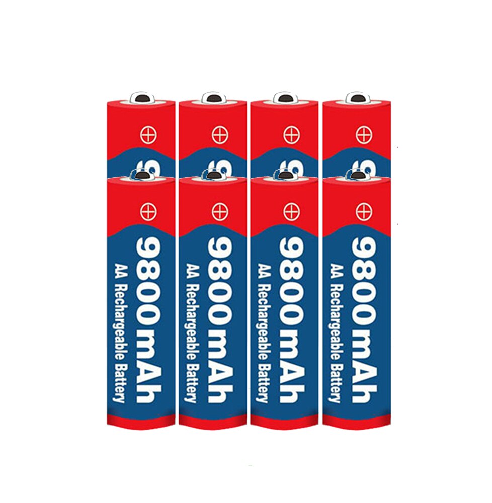 Tag AA battery 9800 mah rechargeable battery AA 1.5 V. Rechargeable Alcalinas drummey +1pcs 4-cell battery charger: black