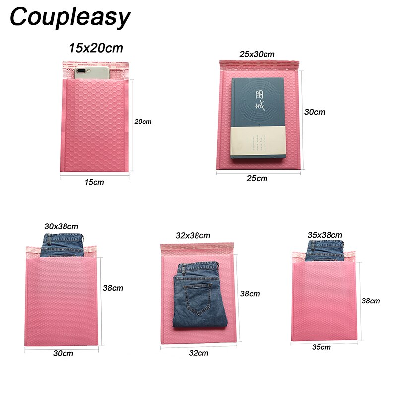 30Pcs 8 Sizes Pink Plastic Bubble Envelope Clothes Packaging Courier Bag Waterproof Bags With Bubble Mailing Mailers