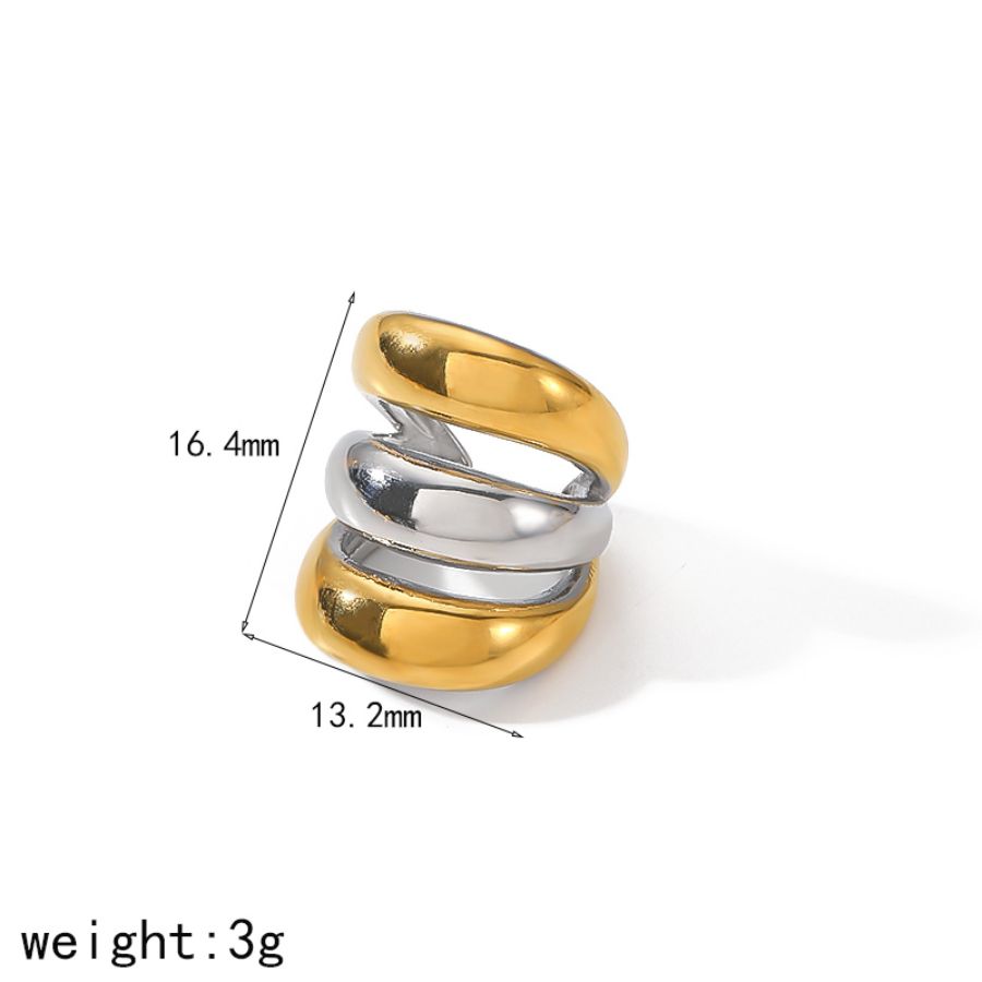 18K Gold Color Stainless Steel Multilayer Ear Clip Waterproof Metal Unique Trendy Women: Gold-color