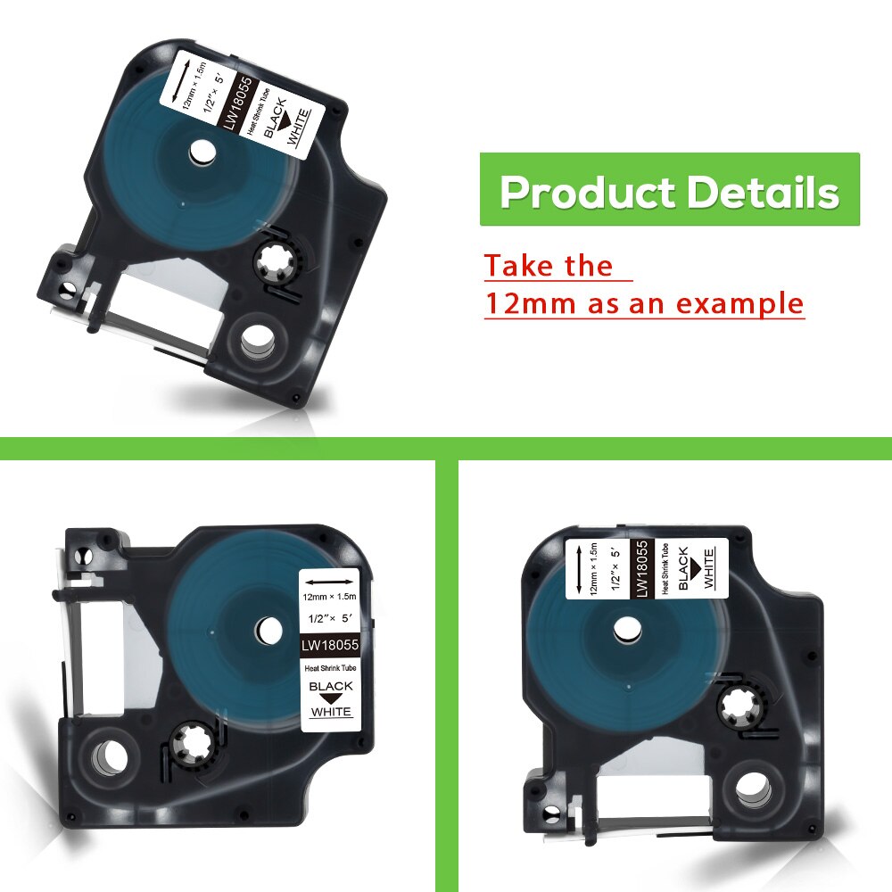 Ecowell 6 millimetri 18051 compatibile rinoceronte IND di Calore Termoretraibile Tubo sostituire per Dymo rinoceronte 4200,5000,6000 etichetta etichetta creatore per Uso Industriale