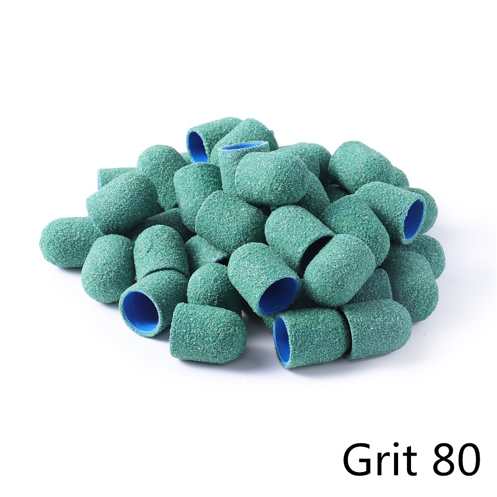 100 stk 13 x 19mm #80/120/180/240 lyserøde negle slibebånd neglebor greb maskine manicure pedicure negle tilbehør dorn: Grønt korn 80