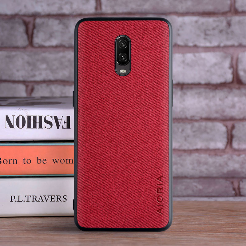 Funda para Oneplus 6T 6 coque, funda de cuero, suave, TPU, dura, PC, teléfono: aluminio / Rojo