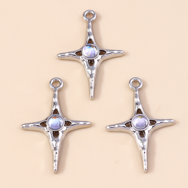 Leslie 5 Stuks Prachtige Gouden Zilveren Kleur Kristal Halve Maan Sterren Bedels Voor Oorbellen Armband Ketting Diy Sieraden Hangers: Black Gun Plated