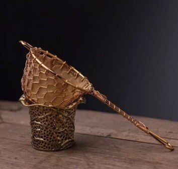 Filtro de té hecho a mano, coladores de hojas de cobre, colador de té, accesorios, juego de té: 05