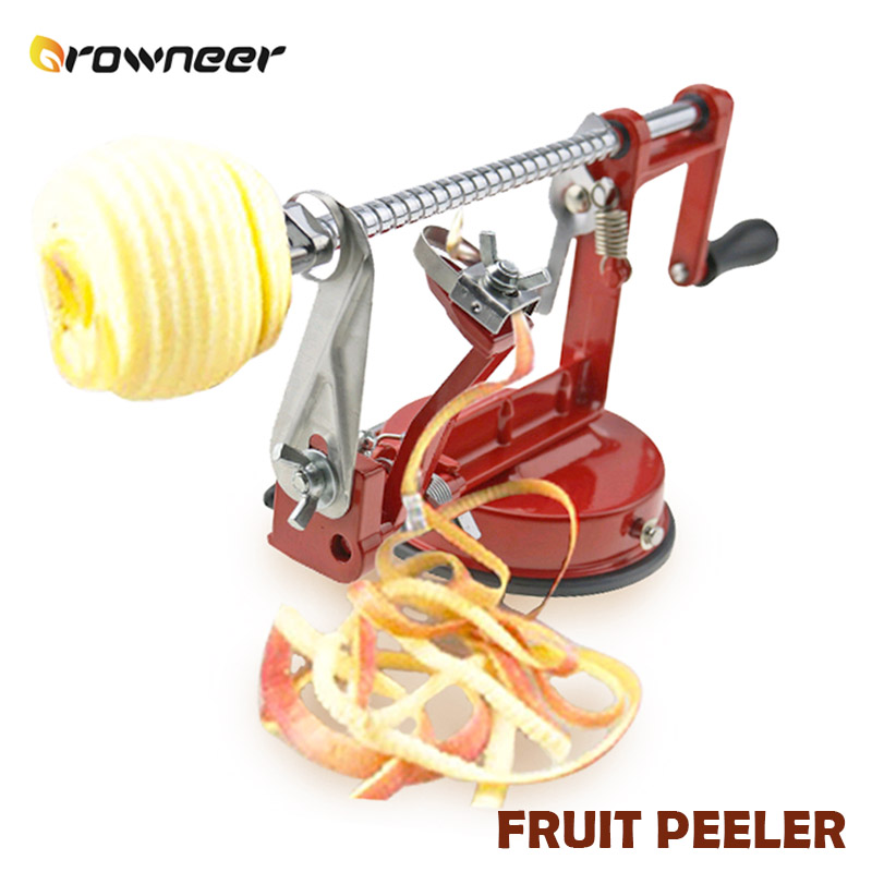 3 In 1 Fruit Peeler Stainless Steel Core Slice Cutter Red Apple Gadgets Adjustable Blades Tightly Suction Base Kitchen Tool